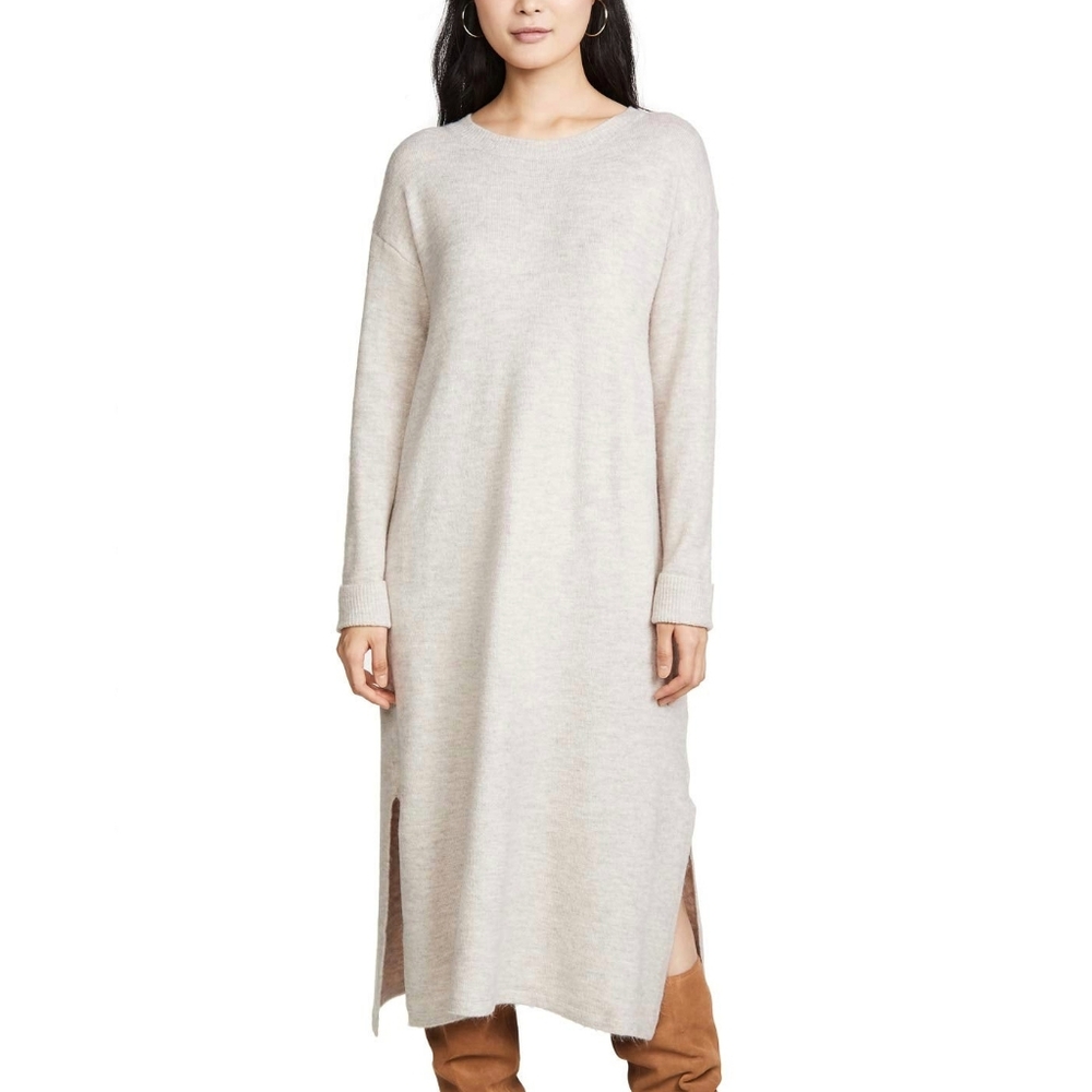 Line & Dot Oatmeal Tan Khaki Calli Sweater Midi Dress Long Sleeve Size Small